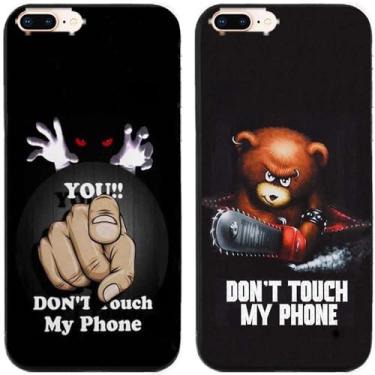 Imagem de 2 peças Bear You Don't Touch My Phone impresso TPU gel silicone capa traseira para Apple iPhone todas as séries (iPhone 7 Plus/iPhone 8 Plus)