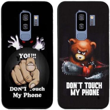 Imagem de 2 peças Bear You Don't Touch My Phone impresso TPU gel silicone capa de telefone traseira para Samsung Galaxy todas as séries (Galaxy S9 Plus / S9+)