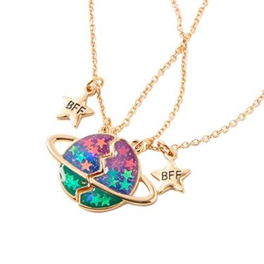 Imagem de MJartoria Colar BFF para 2 - Colar com pingente de coração combinando Best Friends Forever Friendship Cute Best Friend (rosa + azul, melhores amigos), Metal, Sem Pedra Preciosa