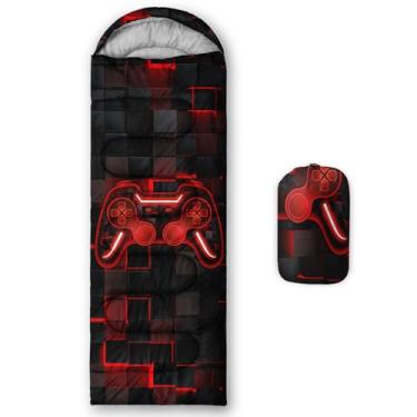 Imagem de Axolotl Saco de dormir para gamepad, 3 estações de clima quente e frio, console de jogos, saco de dormir para meninos, adolescentes, homens, impermeável, geométrico, hexagonal, favo de mel, saco de