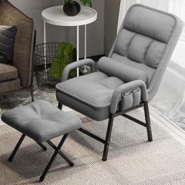 Imagem de Poltronas para sala de estar com banquinho para os pés, cadeiras confortáveis ​​de tecido com encosto ajustável e bolsos laterais, cadeira de lazer estofada ocasional com asa traseira para l