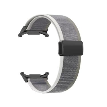 Imagem de Pulseira de substituição compatível com Samsung Galaxy Watch 7 Ultra de 47 mm para homens e mulheres, pulseira de substituição com fivela magnética elástica respirável (branca/cinza)