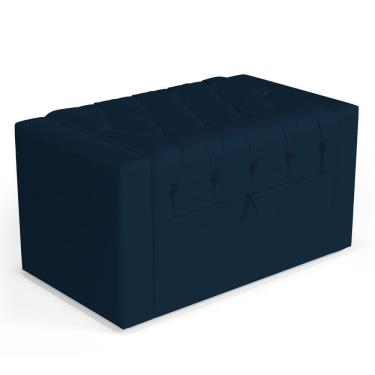 Imagem de Calçadeira Báu Solteiro Atena 90cm Capitonê Veludo Azul Marinho - Desk Design