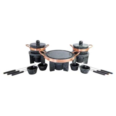 Imagem de Kit Fondue Pedra Sabão Completo 16 Ppeças - Chapa 23 cm