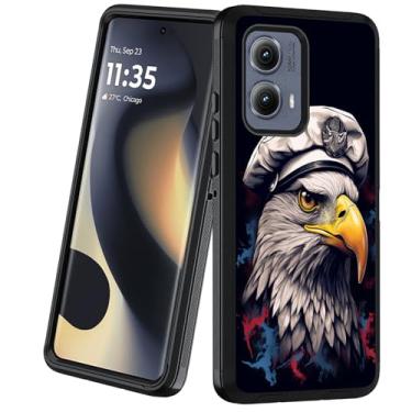 Imagem de BXIKEOPIU Projetada para Moto Edge 5G 2024, capa protetora resistente à prova de choque de 3 camadas à prova de poeira/queda para Motorola Moto Edge 5G 2024, águia americana americana patriótica