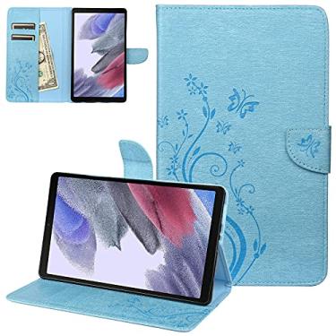 Imagem de Dteck Capa para Samsung Galaxy Tab A7 Lite 22.1 cm 2021 (SM-T220/T225/T227), capa protetora de couro PU borboleta fofa com compartimentos para cartões/bolso, capa leve e fina, com suporte, azul