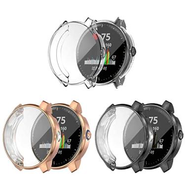 Imagem de Capa protetora à prova d'água compatível com Garmin Vivoactive 3 Music, revestida de TPU macio, à prova de arranhões, capa amortecedora para Garmin Vivoactive 3 Music (pacote com 3)