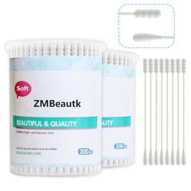 Imagem de 400 peças de cotonetes de algodão orgânico para bebês/crianças/adultos, cabeça redonda e em espiral para limpeza do nariz da orelha do bebê, 100% algodão, botões multiusos de algodão