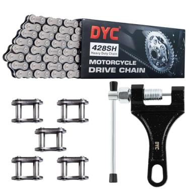 Imagem de DYCTAHO Corrente de motocicleta 428H 122 elos de corrente resistente com disjuntor de corrente grátis, 5 elos mestre de conexão para 110cc 125cc 150cc 200cc Dirt Pit Bike ATV Quad Go Kart Mini Bike