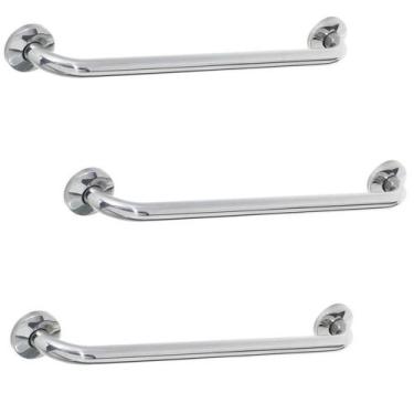 Imagem de Alça de Apoio 60cm Inox Barra Kit 3 Unidades Cadeirante Deficiente Seg