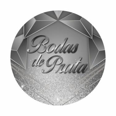 Imagem de Painel de Tecido Sublimado Redondo Bodas de Prata Formas Geométricas G
