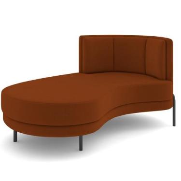 Imagem de Chaise Longue Divã 163cm Braço Direito Logus D06 Veludo Telha - Mpozen