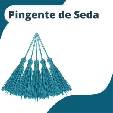 Imagem de Pingente De Seda Tassel - Azul Turquesa - Com 100 Unidades - Nybc