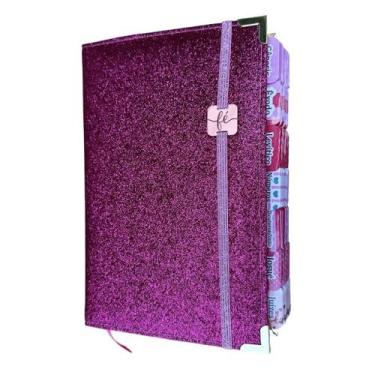 Imagem de Bíblia NVI Pink 100% Glitter Abas Adesivas coladas Cp dura acolcoada +