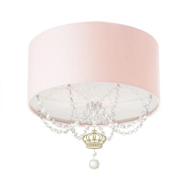 Imagem de Luminária Plafon Infantil Coroa Cúpula Rosa  30X15 2E27 - Tom Luz