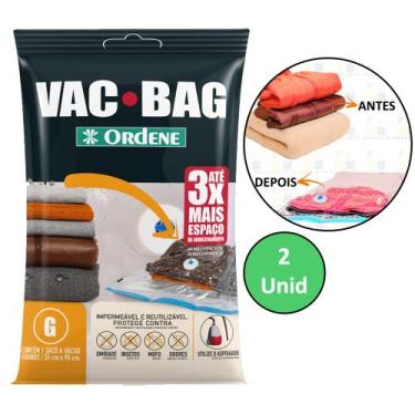 Imagem de Kit 2 Saco A Vacuo Grande 55x90cm Vac Bag Protetor Ordene