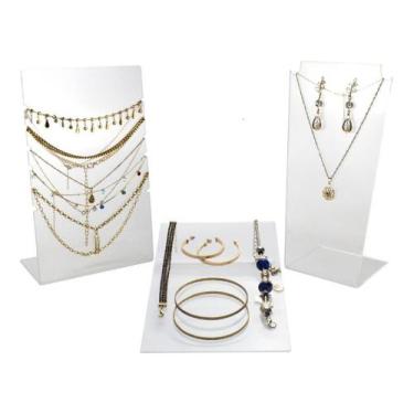 Imagem de Expositor Busto De Brinco E Colar P/ Bijuterias Joias 3 Pçs - Acriliku