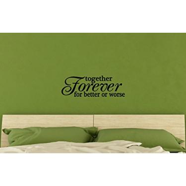 Imagem de Wall Decor Plus More WDPM3443 Together Forever for Better or Worse Wedding Decalque de parede de vinil, citação para quarto, 58,4 x 17,78 cm, preto