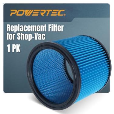 Imagem de POWERTEC Filtros de cartucho, para filtros de substituição Shop Vac 90304, 90333, 90340, 90350, serve para Shop-Vac a maioria dos aspiradores de pó úmido/seco de 5 galões e acima, pacote com 1 (75082)