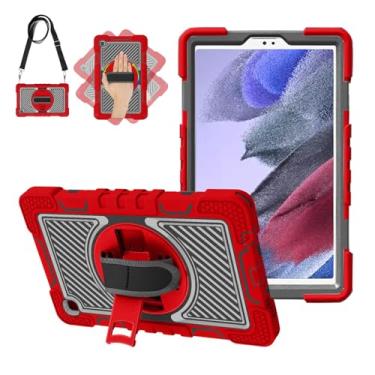Imagem de FANSONG Capa para Samsung Galaxy Tab A7 Lite 2021 Acessórios - Capa protetora resistente à prova de choque de corpo inteiro, capa resistente completa com protetor de tela e alças práticas, vermelha