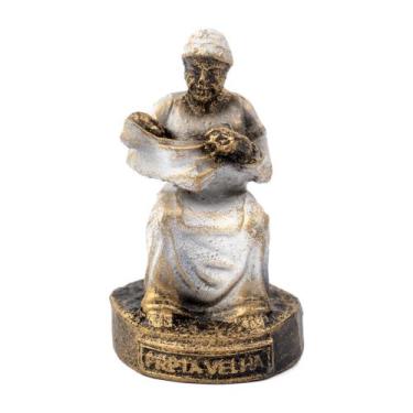Imagem de Escultura Preta Velha Branca Vintage em Resina 7,5 cm - Lua Mística - 