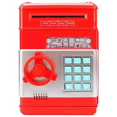 Imagem de Mini Cofre Eletrônico Digital Senha 4 Dígitos Notas E Moedas (vermelho)