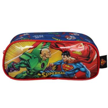 Imagem de Estojo Escolar Juvenil Super Man E Lex Luthor Dc Comics - Luxcel, Azul