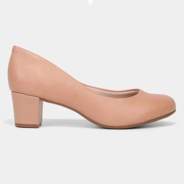 Imagem de Sapato Scarpin Salto Baixo Social Beira Rio Confort 4777409, Nude napa