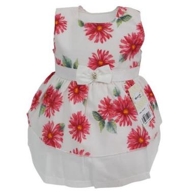 Imagem de Vestido Bebê Menina Enxoval Chuquinha Baby Verão Ref 2856, Rosa, G ( 6