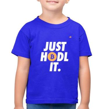 Imagem de Camiseta Algodão Infantil Just hodl it - Foca na Moda, Azul royal, 10