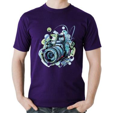 Imagem de Camiseta Algodão Câmera Fotográfica - Foca na Moda, Roxo, GGG
