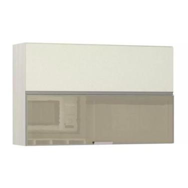 Imagem de Armário Basculante Misto Luciane 120cm 1 Porta Fechada 1 Porta com Vid