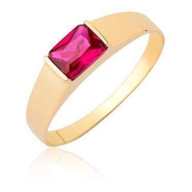 Imagem de Anel Pedra Vermelha Masculino Em Ouro 18k Maciço A155 - MAEHLER JOIAS,