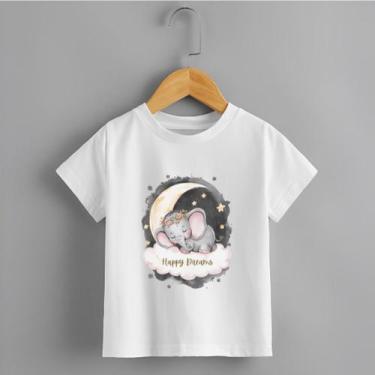 Imagem de Camiseta Infantil Menina Elefante Happy Dreams Personalizada Lançament