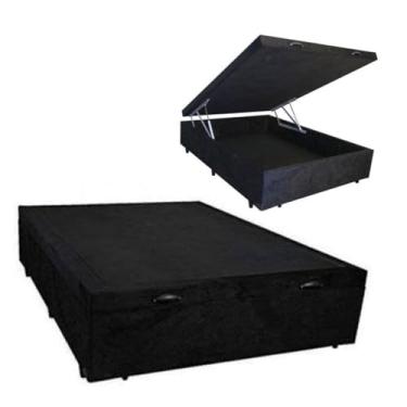 Imagem de Cama Box Baú Casal em Suede (Preto)