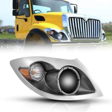 Imagem de Seassauto Conjunto de faróis adequado para caminhões International Workstar 7400 2008-2018, par de faróis de halogênio lado do motorista e do passageiro (preto) (sem lâmpada, direita)