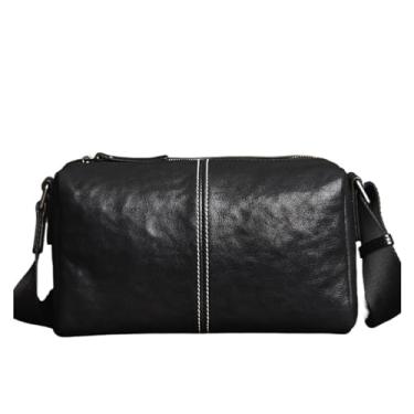 Imagem de Bolsa de ombro de couro genuíno para homens Crossbody Bolsa Bolsa de ombro de couro masculino