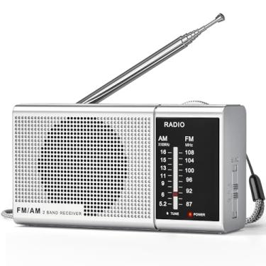 Imagem de Goodes Rádio AM FM portátil – Rádio operado por bateria com recepção de longo alcance, alto-falante alto, antena transistor e conector de fone de ouvido para casa, exterior e emergência