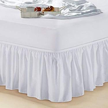 Imagem de Kit 2 Saia Cama Box Branca Tamanho Casal Queen Microfibra