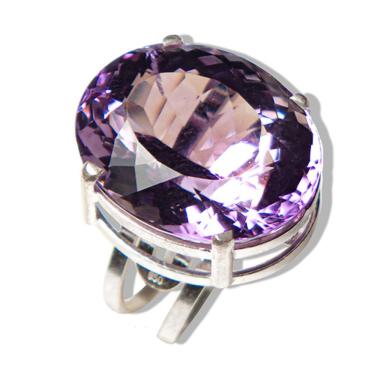 Imagem de Anel Ametista Gema Natural Ajustável Prata 950 Tipo A
