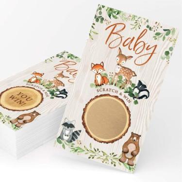 Imagem de Baby Shower Game Printed Party Woodland Scratch Off Cards
