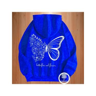 Imagem de Moletom Feminino  Borboleta Blusa de Frio Estampado Costas com Bolso C