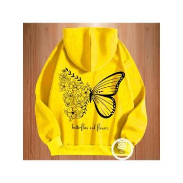 Imagem de Moletom Feminino  Borboleta Blusa de Frio Estampado Costas com Bolso C