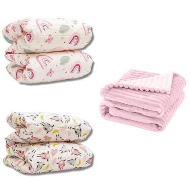 Imagem de Cobertor Kit 3pçs Bebê Wave Berço Rosa e Edredom Rosa - Neném Na Nuvem