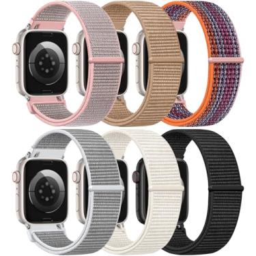 Imagem de JKD Pulseiras femininas e masculinas de 40 mm, 41 mm, 38 mm, 42 mm, 44 mm, 45 mm, 46 mm, 49 mm, de nylon elástico macio, respirável, esportiva, para Apple Watch séries 10, iWatch SE 9, 8, 7, 6, 5, 4,
