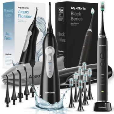 Imagem de Pacote de higiene bucal Escova de dentes e fio dental Aquasonic Black 