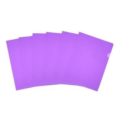 Imagem de PATIKIL Pacote com 6 pastas de plástico tipo L, pastas transparentes tamanho carta para documentos, capas de papel, pasta de projeto para escritório em casa, roxo