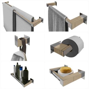Imagem de Kit Acessórios Banheiro/Lavabo 6 Peças Aço Inox 304 Q6Dolt