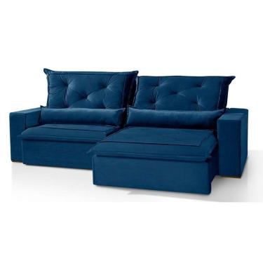 Imagem de Sofá 5 Lugares Retrátil e Reclinável Espuma Soft Azul