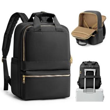 Imagem de Mochila de viagem wepadre preta para mulheres à prova d'água 15,6"
